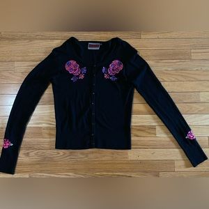 Jawbreaker Sugar Skull Button Up Cardigan Sweater Size Medium